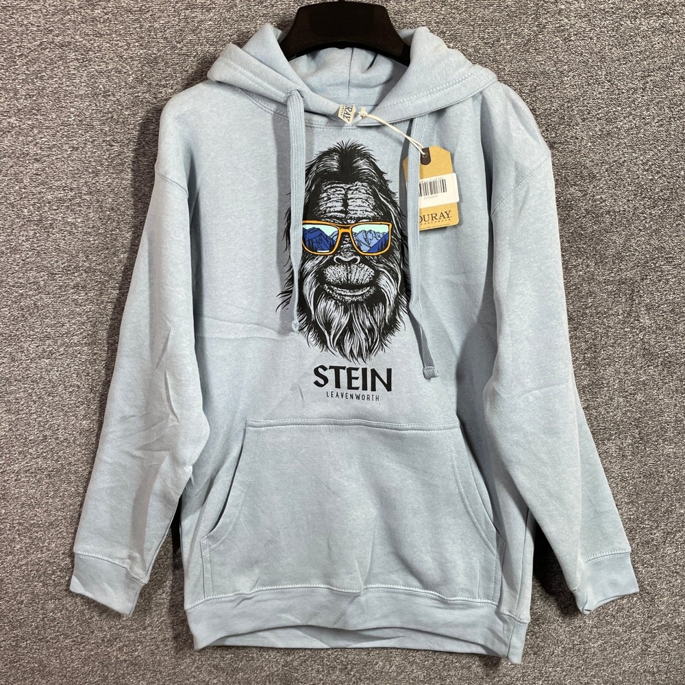 Ouray Stein Leavenworth Bigfoot Sasquatch Hoodie Mens S Light Blue NWT